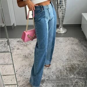 Zara Blue Flare Wide Leg Jeans